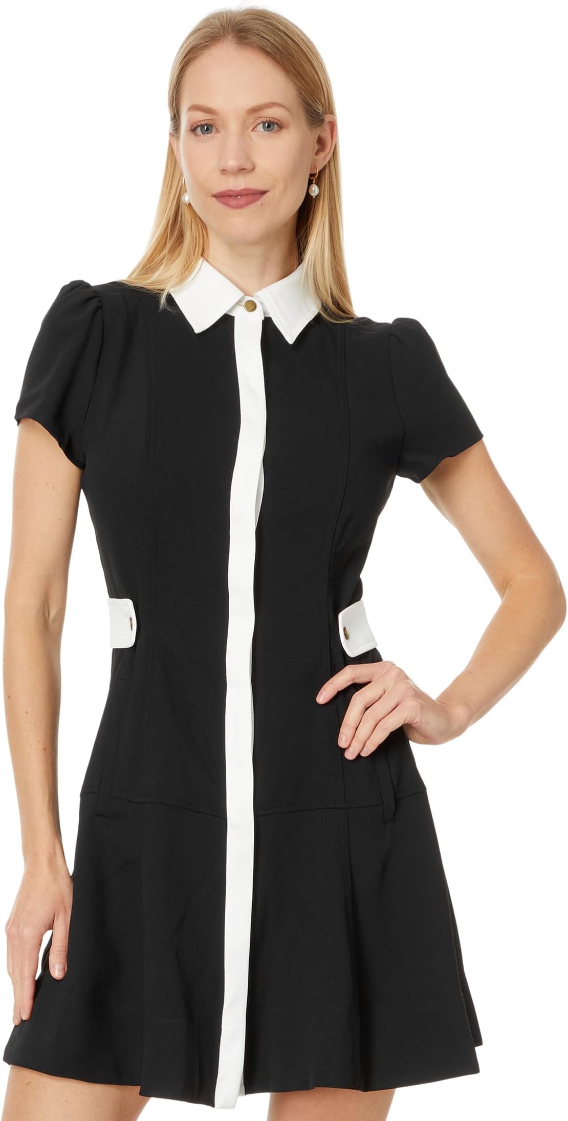 

Платье CeCe Collared Short Fit & Flare Dress W/ Waist Tabs, цвет Rich Black