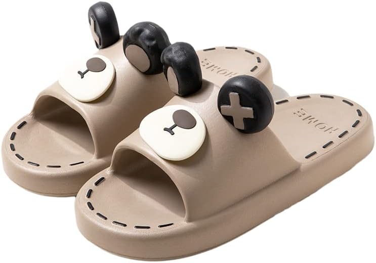 

Милые мультяшные тапочки с медведем, с мягкой толстой подошвой, для дома и улицы, пляжа, удобные шлепанцы на платформе для мужчин и женщин Supsound, хаки