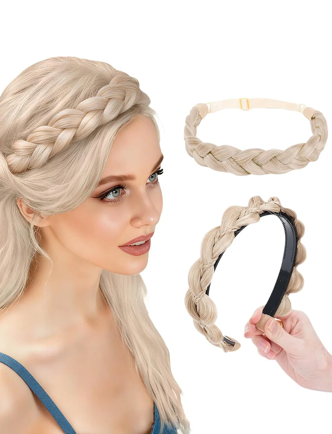 Набор из 2 резинок для волос с зубцами и косами Honorhut, Blond