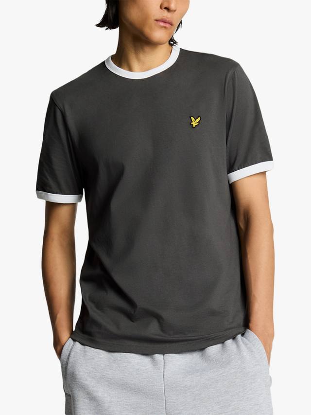 

Футболка Ringer из хлопка Lyle & Scott, Gunmetal/White