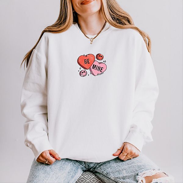 

SWSmiley be mine hearts distressed - женский легкий свитшот с эффектом поношенности Simply Sage Market, White, Белый, SWSmiley be mine hearts distressed - женский легкий свитшот с эффектом поношенности Simply Sage Market, White