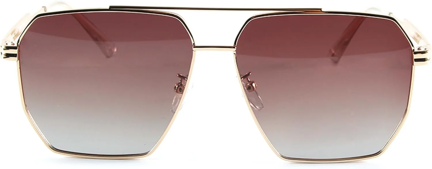 

Поляризованные солнцезащитные очки-авиаторы Fake Sun, золотистая металлическая оправа, градиентные линзы красное вино, защита от УФ, в комплекте футляр, унисекс