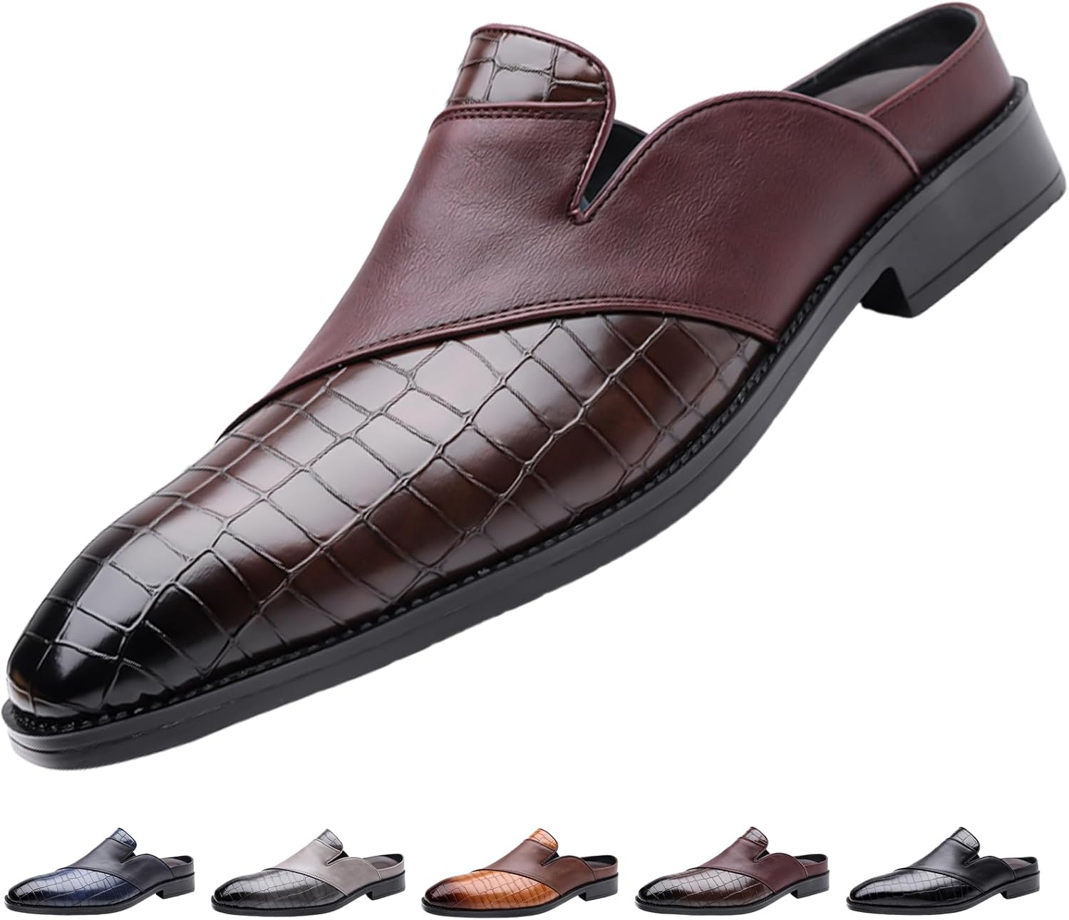 

Мужские кожаные шлепанцы ADKGBE с принтом, с открытой пяткой и мягкой подкладкой, коричневый