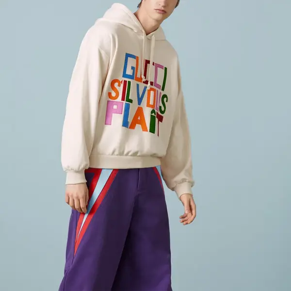 Толстовка Gucci Felted cotton Hooded sweatshirt with patch 'Ivory', цвет ivory — фото 3