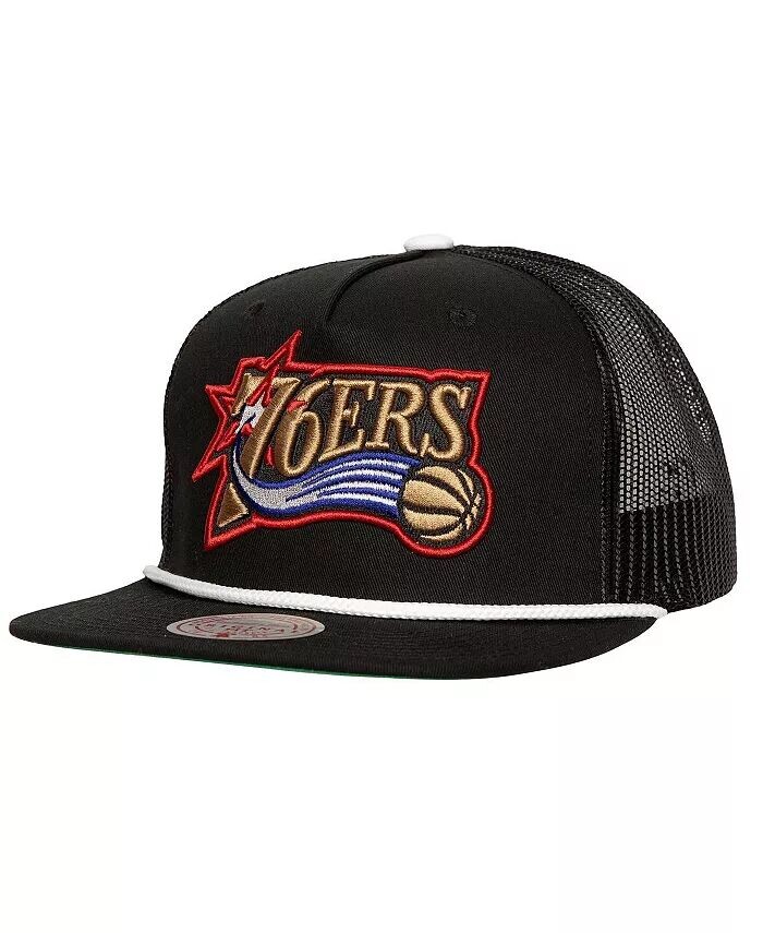 

Черная мужская кепка Philadelphia 76ers Roper Meshback Trucker Snapback Mitchell & Ness, черный