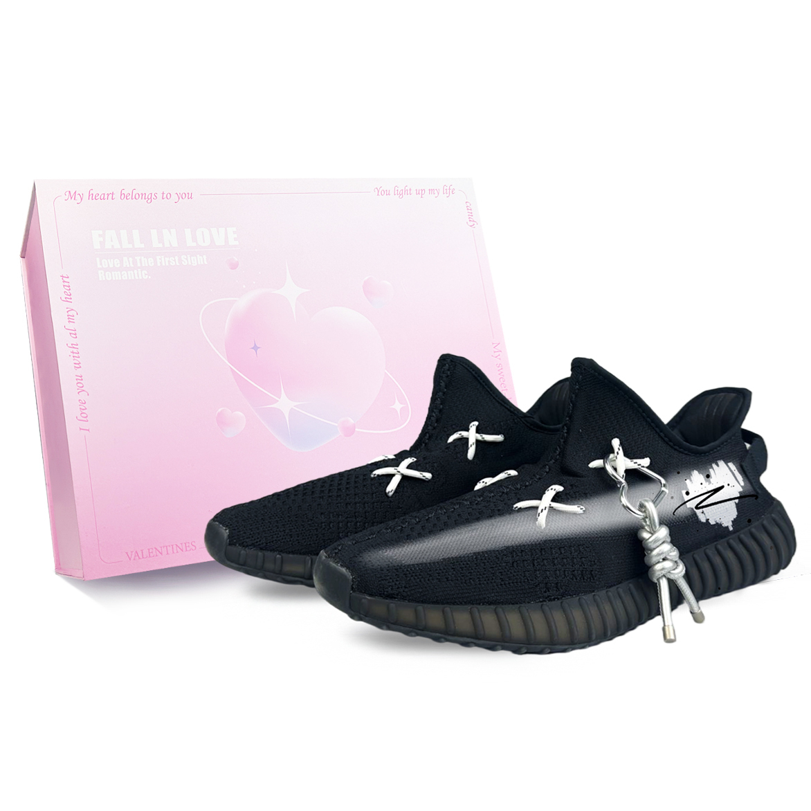 

Adidas Originals Yeezy Boost 350 V2 противоскользящие износостойкие низкие кеды унисекс черно-белые, цвет Black White