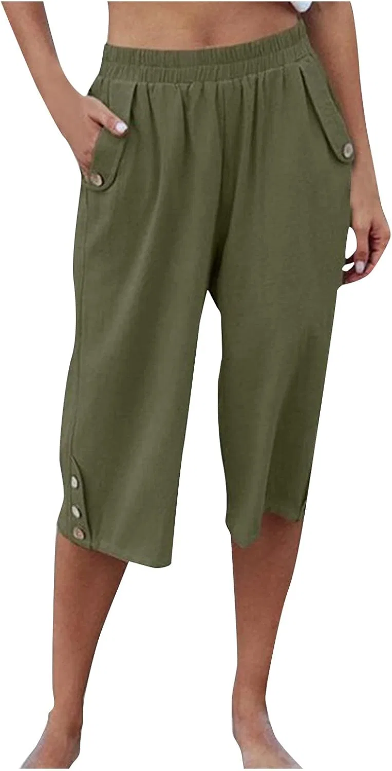 Леггинсы Linen Capri Pants, зеленый