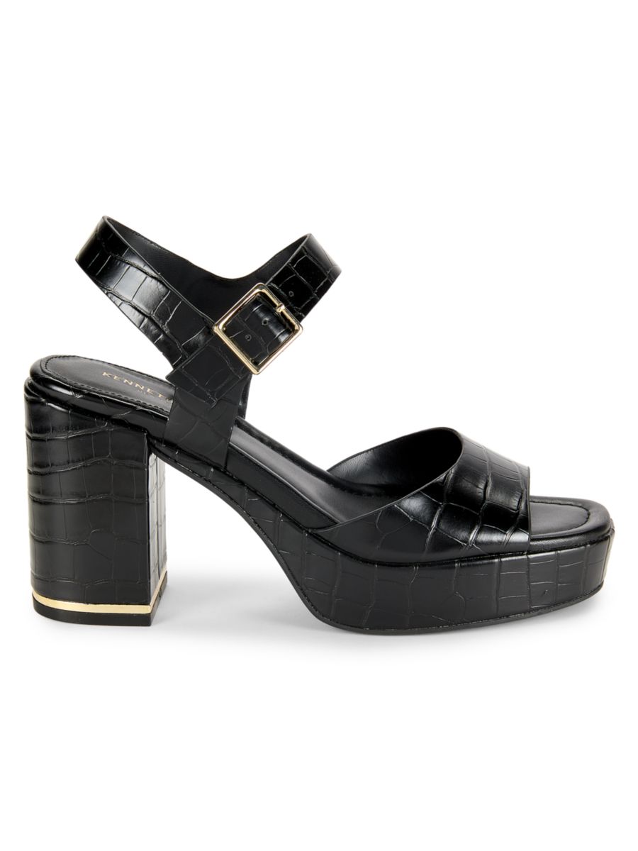 Сандалии из кожи с тиснением под крокодила Darla Kenneth Cole, черный