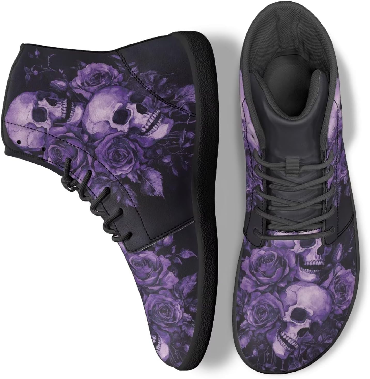 

Кроссовки на высокой подошве с готическим черепом для мужчин и женщин, классические с шнуровкой, для бега и повседневной ходьбы Ecaestolph, фиолетовый