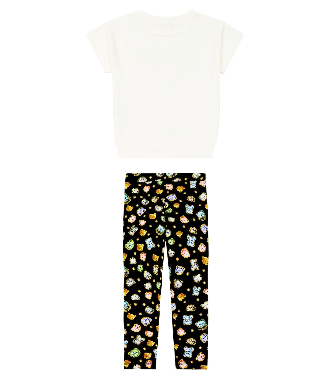 Комплект из хлопковой футболки с принтом и леггинсов Moschino Kids, Black Toy Gems — фото 4