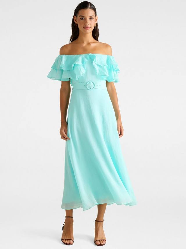 

Платье миди Jemima с рюшами Forever New, Aqua Splash