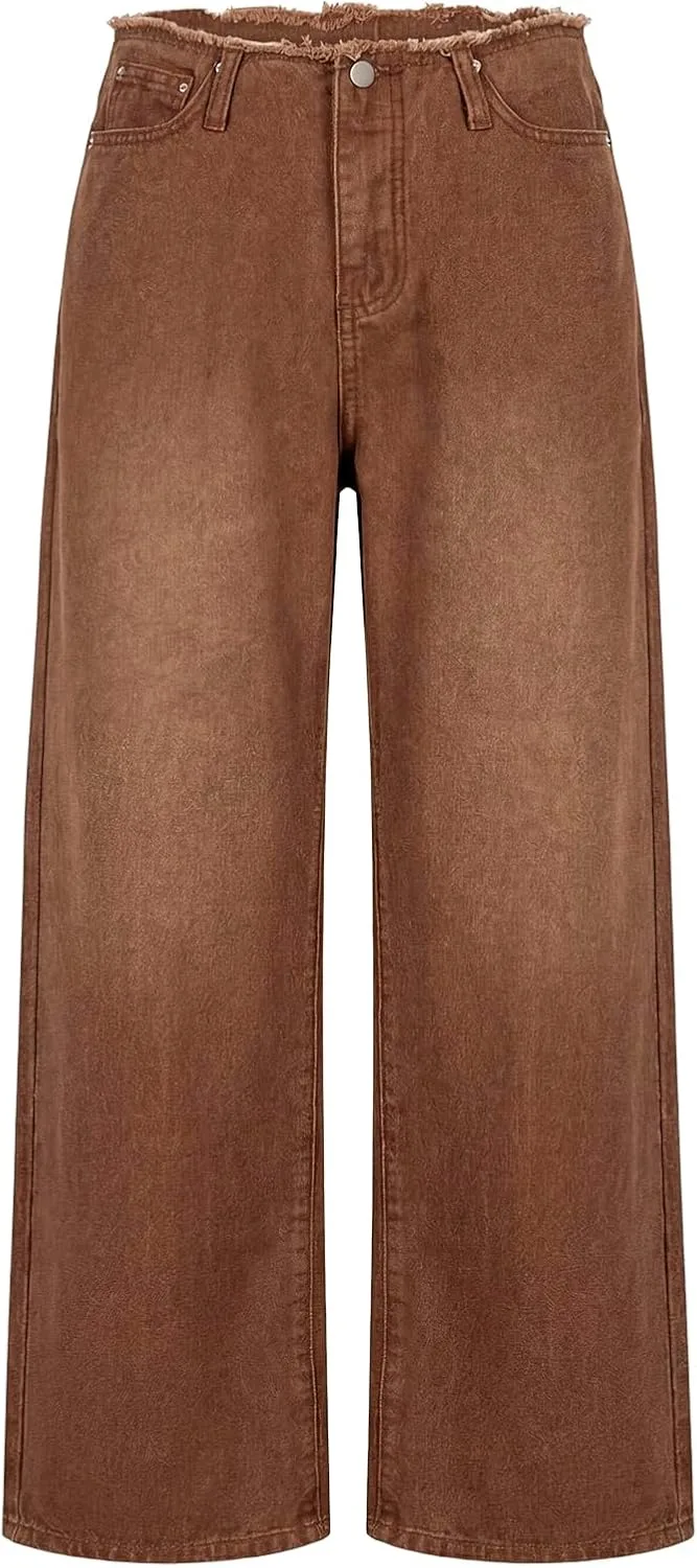 

Женские джинсы Mid-Rise Denim Casual Stretch Button Wide-Leg Relaxed Fit с карманами