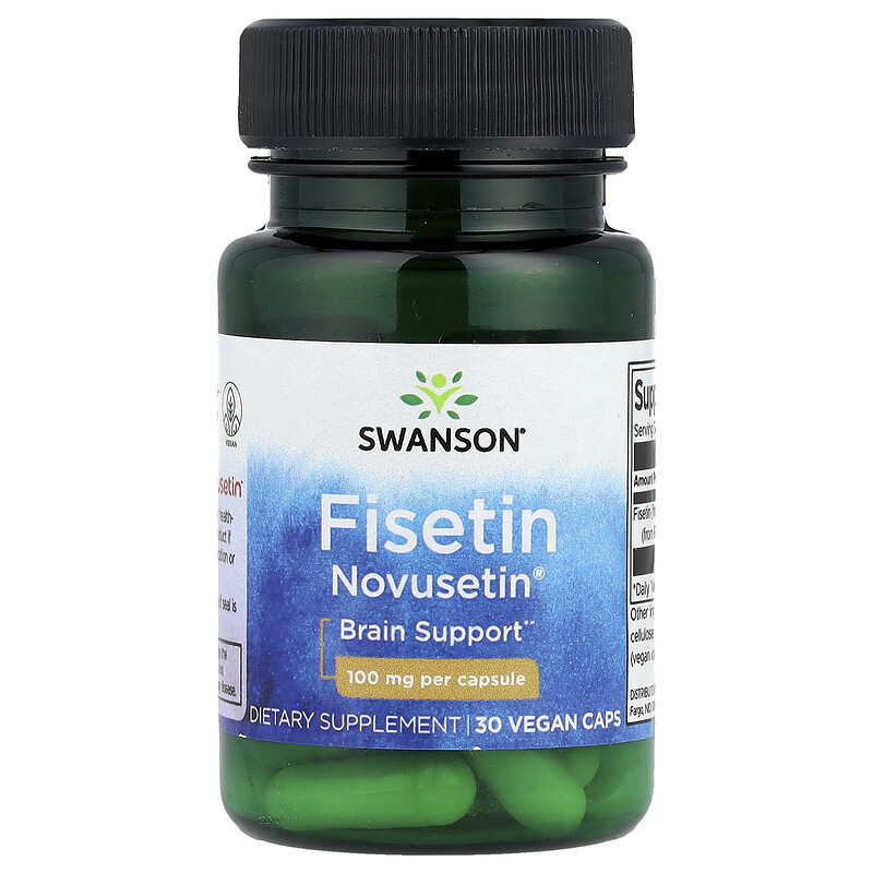 

Swanson, Fisetin Novusetin, 100 мг, 30 веганских капсул