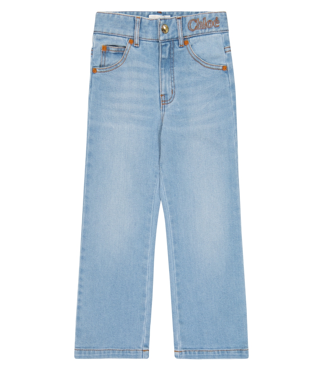 

Вышитые джинсы прямого кроя Chloé Kids, Bleach