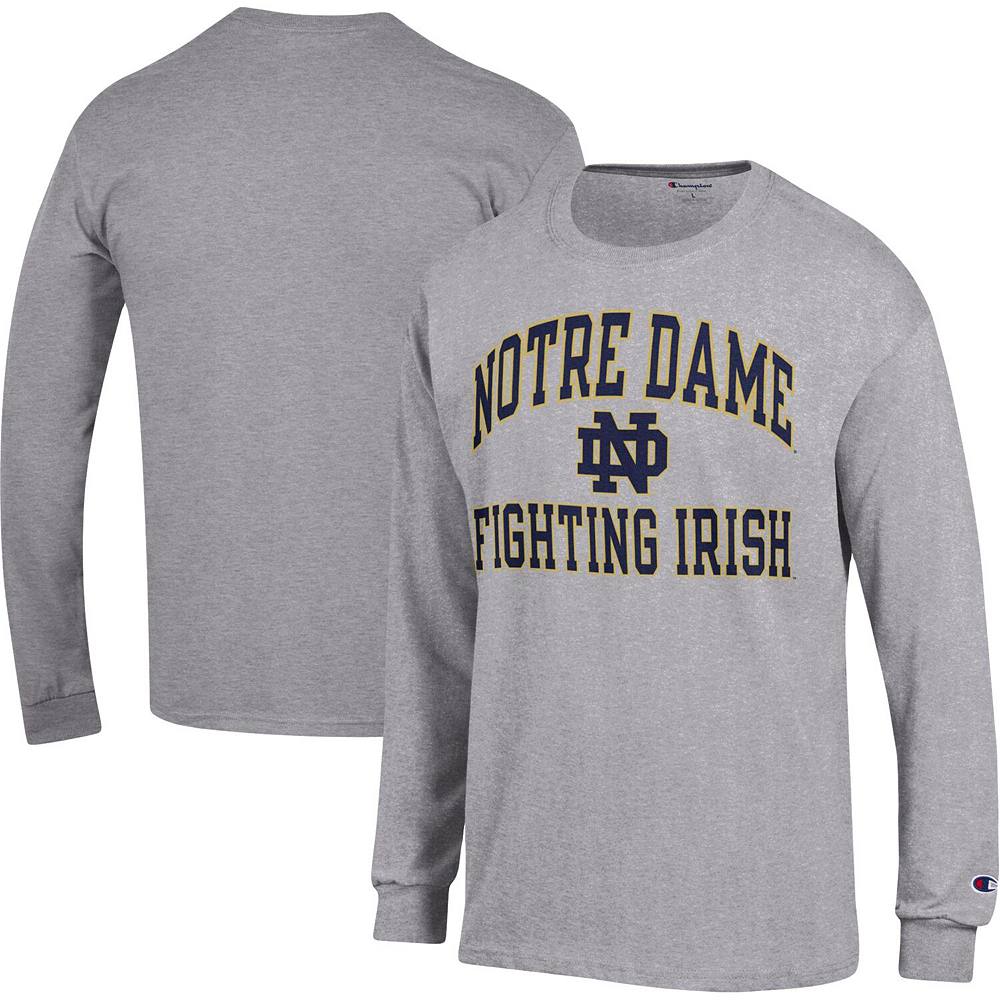 

Мужская футболка Champion Heather Grey Notre Dame Fighting Irish High Motor с длинным рукавом, цвет Ntd Grey