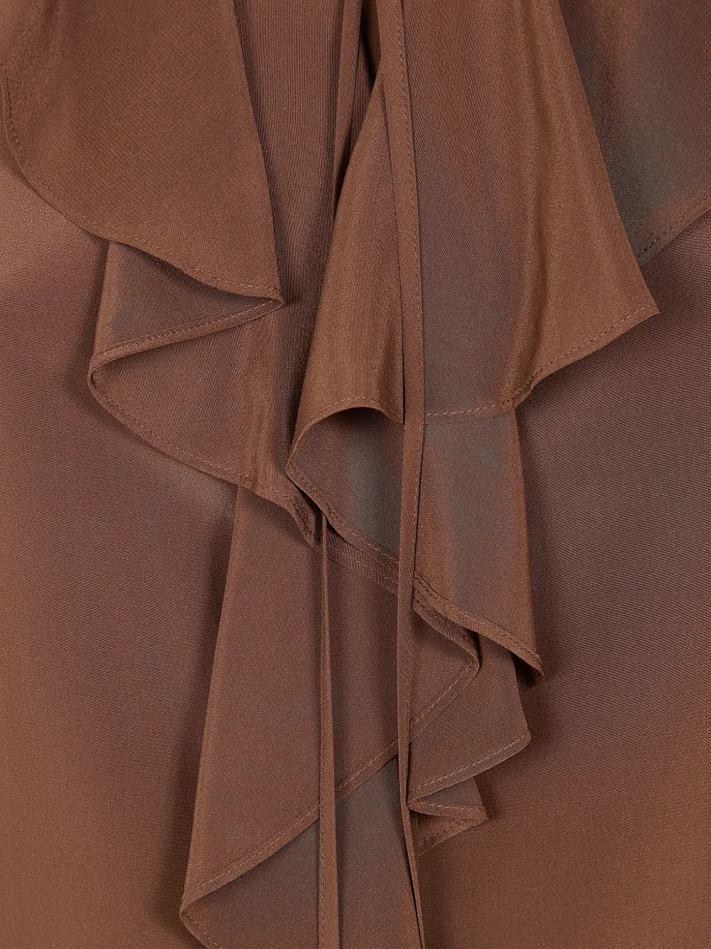 Шелковая блузка с оборками Max Mara, коричневый — фото 3
