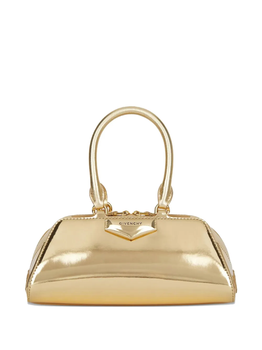 

Мини-сумка-тоут Antigona East-West с металлическим покрытием Givenchy, золотой