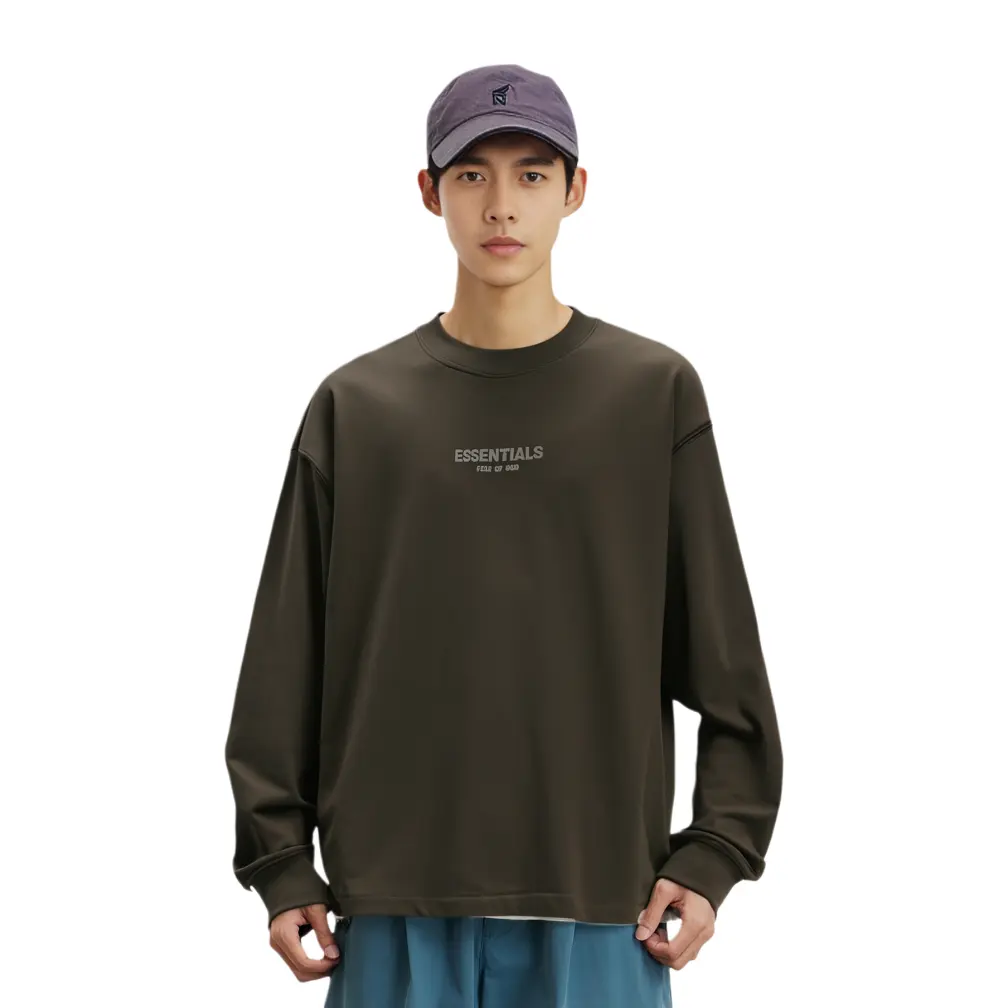 Расслабленный свитшот FW22 Fear Of God Essentials, серый черный — фото 4