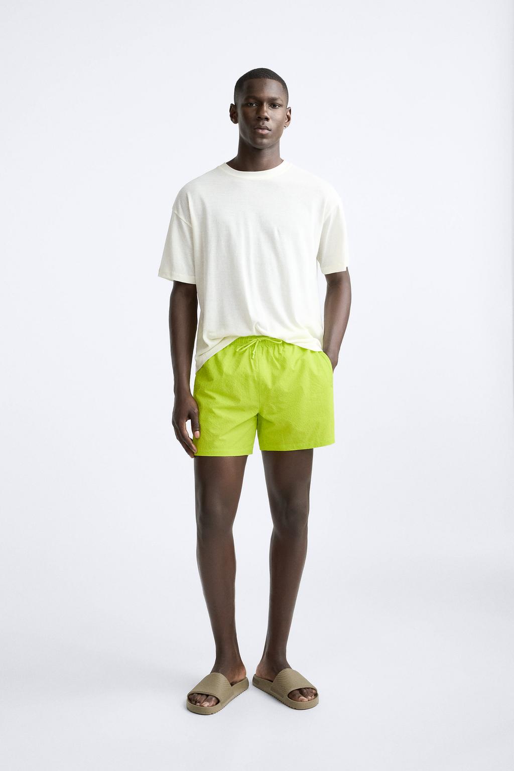 

Обычные текстурированные плавки ZARA, цвет fluorescent lime