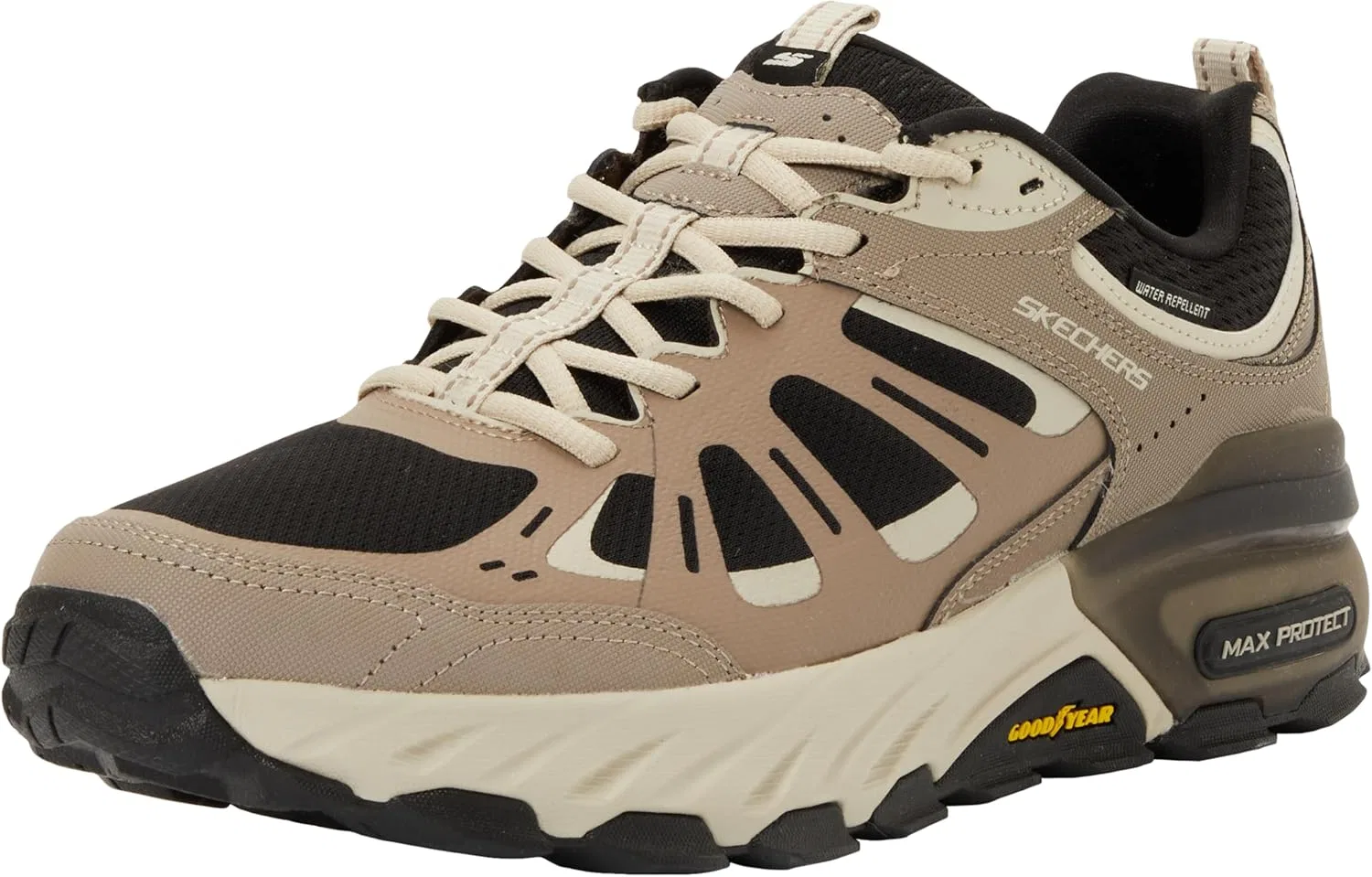 Мужские кроссовки Skechers Max Protect Sherwood Ridge, Taupe Leather Synthetic Black Trim