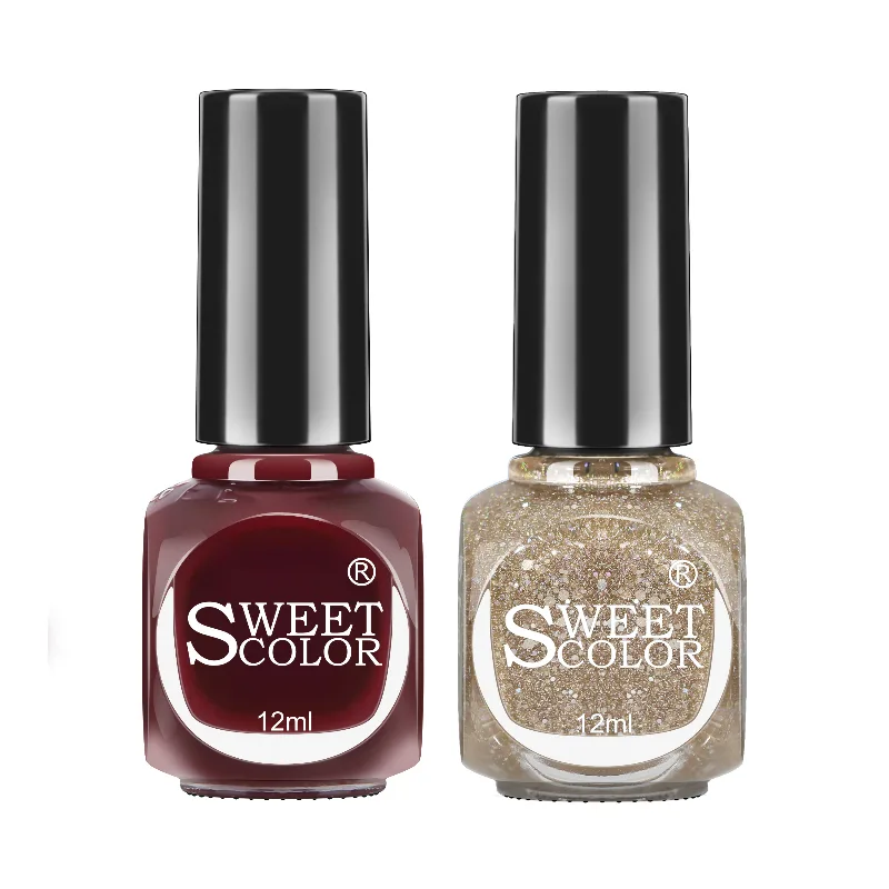 SweetColor Лак для ногтей на водной основе без запаха, долговечный, без сушки, быстросохнущий SHK001+SHL016/Girlish Dance 12мл*2, SH599+SHL016/Gentle Starry — фото 2