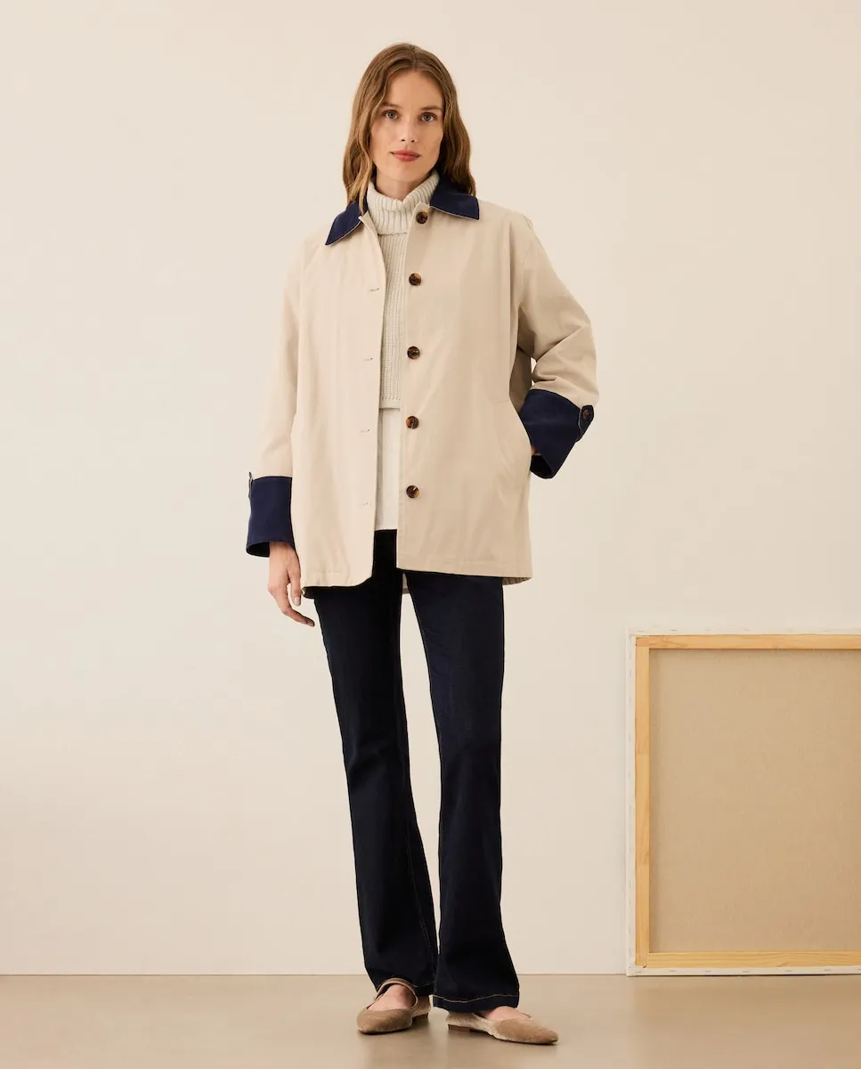 

Длинная хлопковая парка с деталями из вельвета Stella Rittwagen, светло-серый