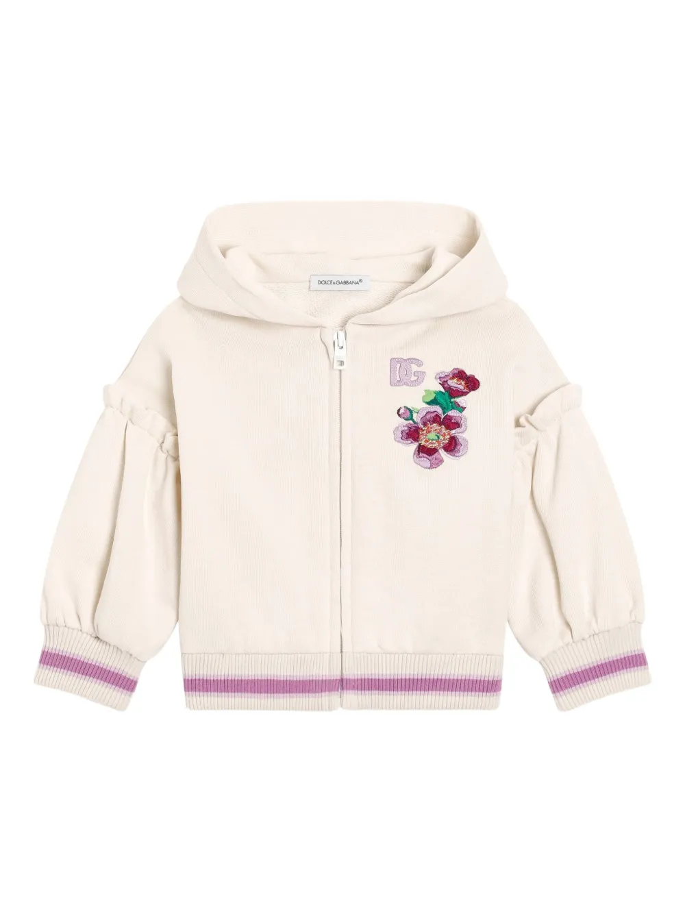 

Худи с цветочной вышивкой Dolce & Gabbana Kids, нейтральный