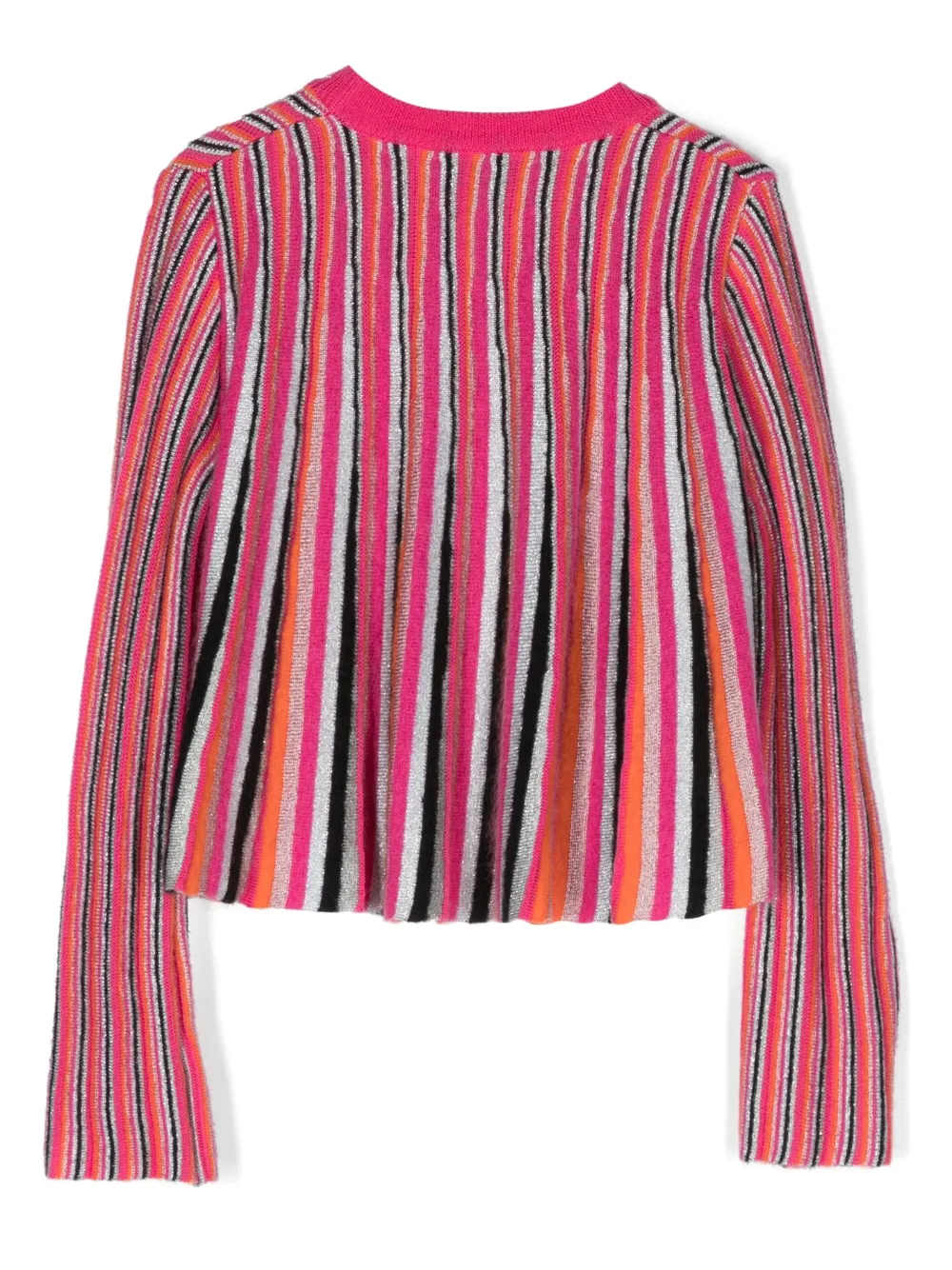 Полосатый джемпер вязки интарсия Missoni Kids, розовый — фото 2