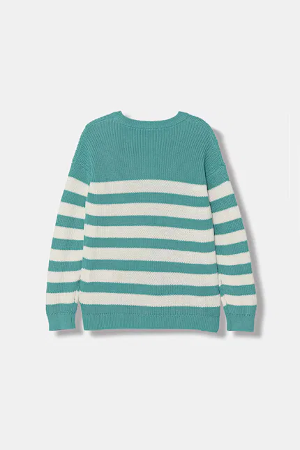 Свитер детский с косами United Colors of Benetton, бирюзовый — фото 2