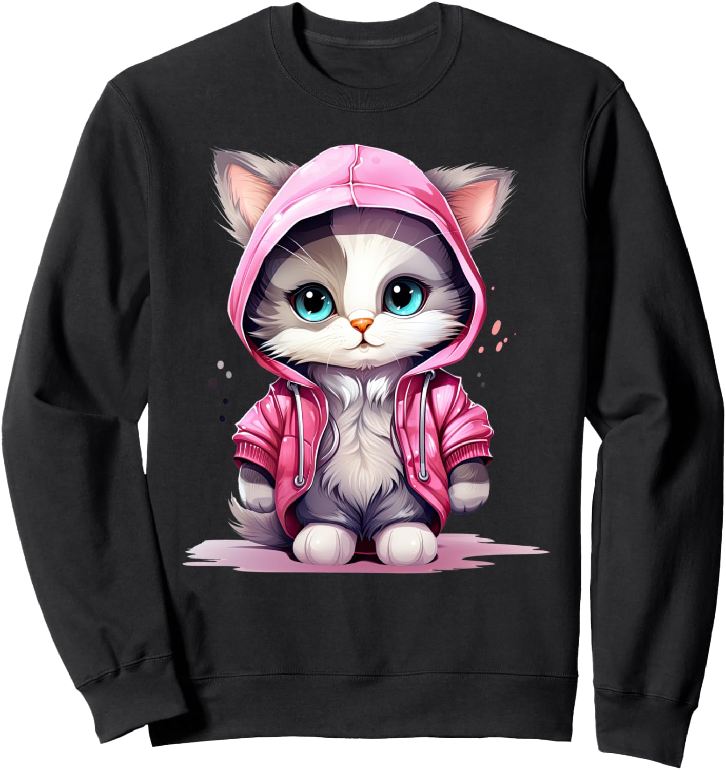 

KonekoMinion - Толстовка с изображением очаровательного котенка с розовыми и голубыми глазами, черная, Черный, KonekoMinion - Толстовка с изображением очаровательного котенка с розовыми и голубыми глазами, черная