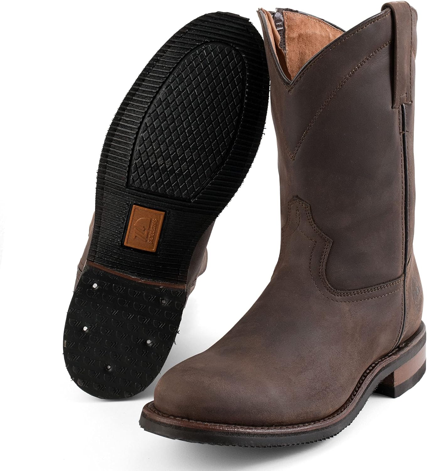 Мужские кожаные сапоги Roper на молнии, модель 1677 7L Siete Leguas, Crazy Brown — фото 4