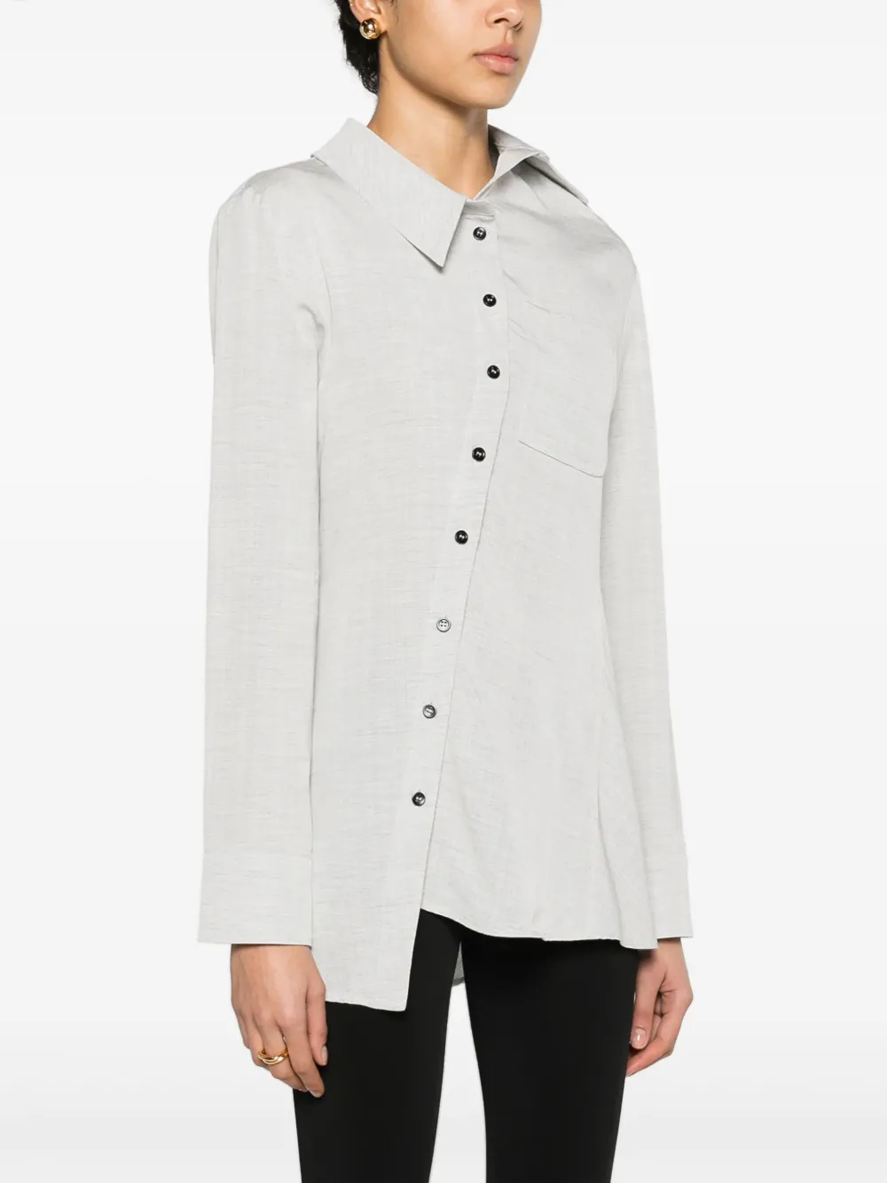 Рубашка La chemise Pablo асимметричного кроя JACQUEMUS, серый — фото 3