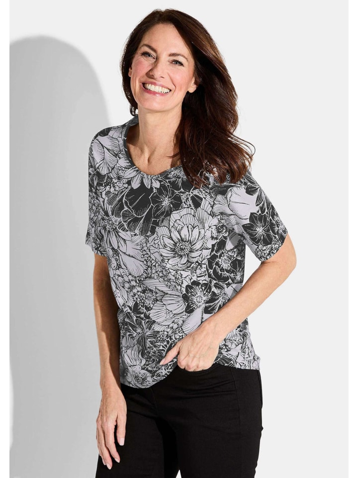 

GOLDNER Короткий размер: Футболка черного/белого цвета/с узором, Черный, GOLDNER Короткий размер: Футболка черного/белого цвета/с узором