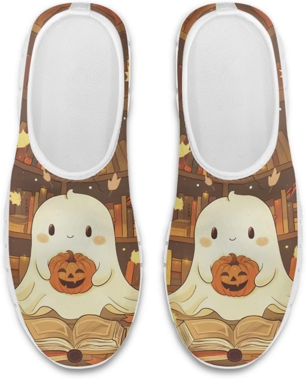 

Кроссовки Belidome Slip On для женщин и мужчин, для ходьбы, бега по дороге и тенниса, низкие, дышащие, сетчатые, Halloween Ghost