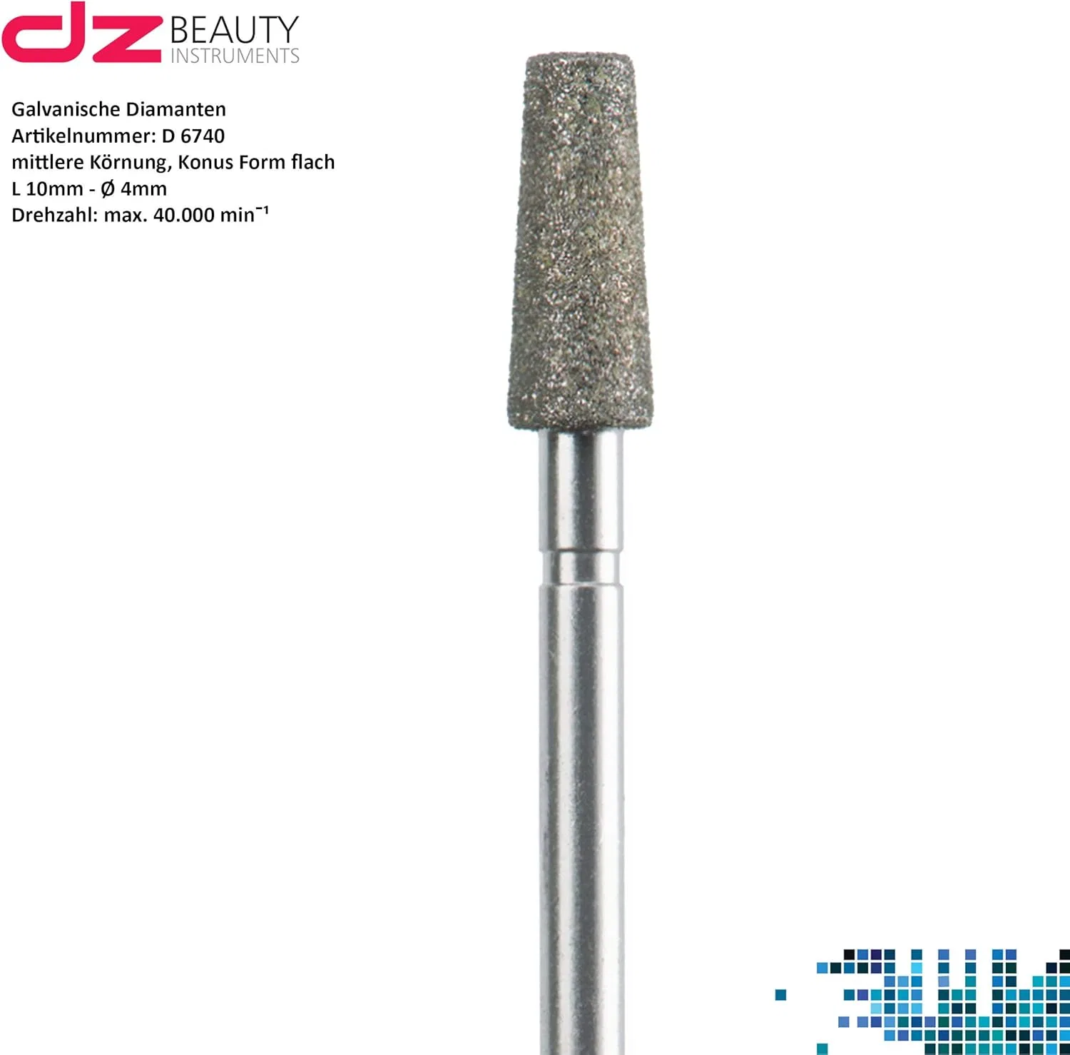 Алмазная фреза для педикюра, средняя зернистость, конусная форма ‎Dz Beauty Instruments — фото 3