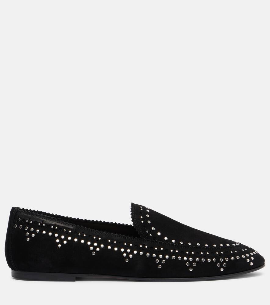 Скай лоферы из замши с шипами Aquazzura, Black — фото 4