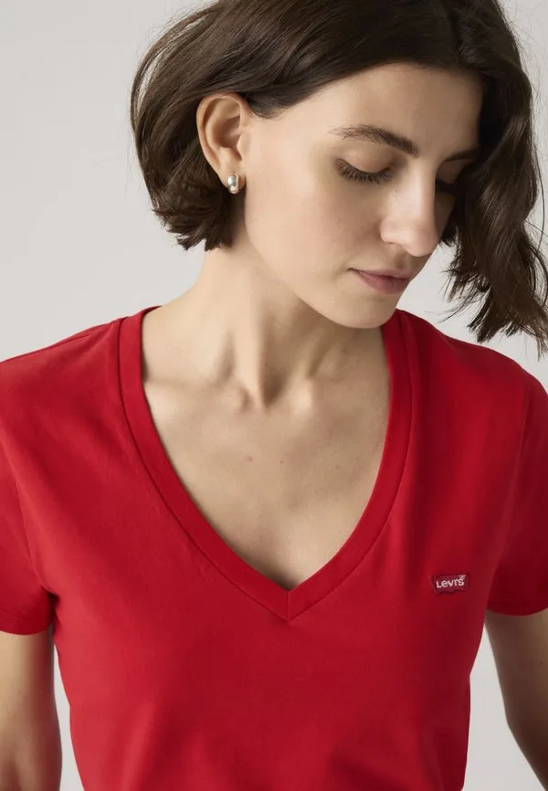 Идеальная базовая футболка с v-образным вырезом Levi'S, Urban Red Cotton — фото 4