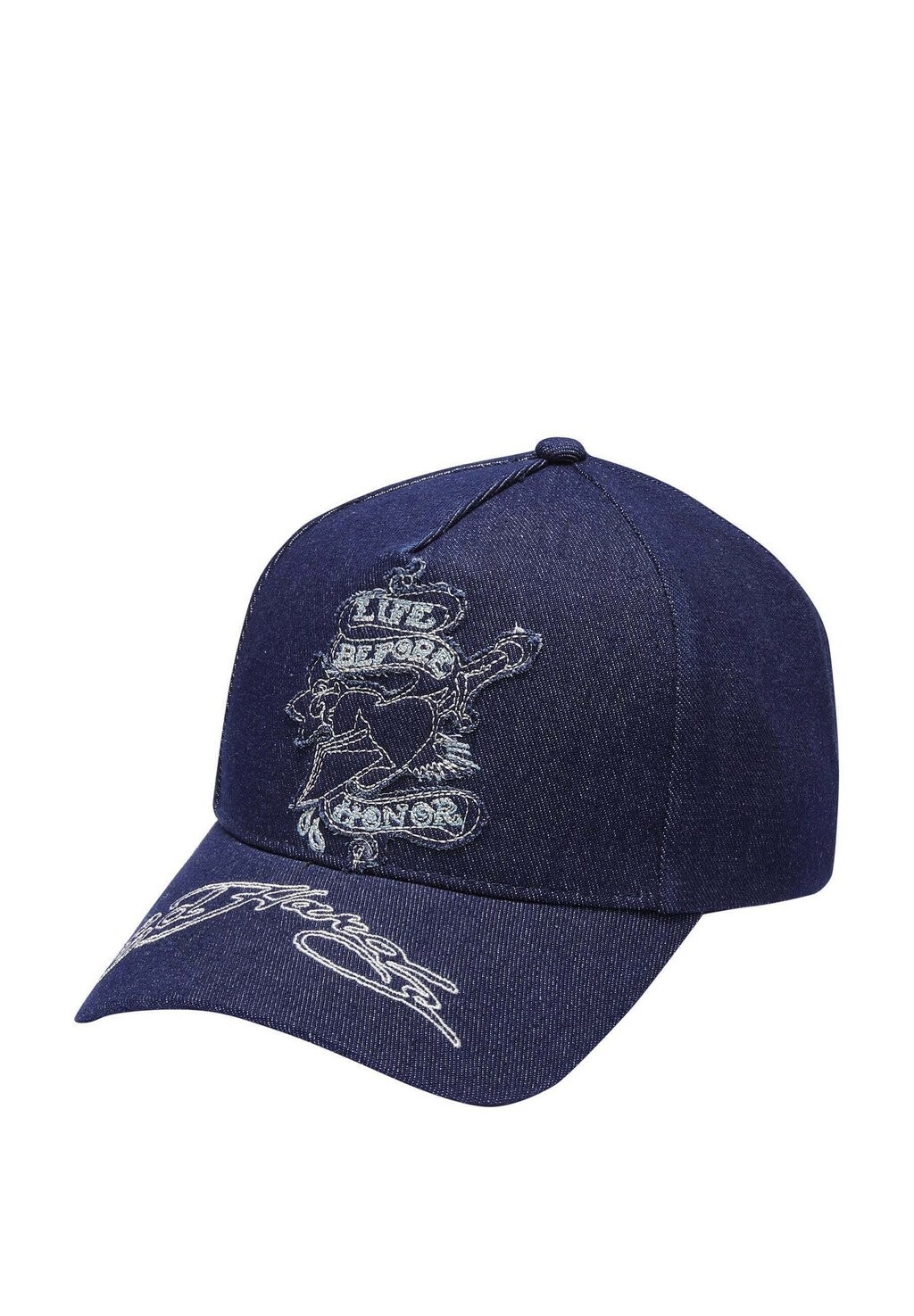

Бейсболка UNISEX LIFE BEFORE HONOR APPLIQUE FRONT Ed Hardy, синий деним