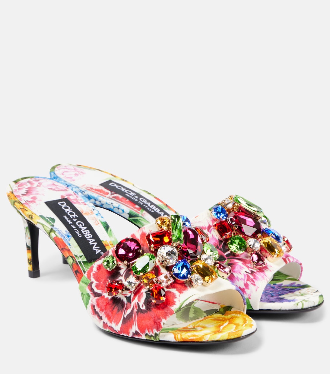 Кира брокардовые мюли с цветочным декором Dolce&Gabbana, Mix Fiori F.Bco