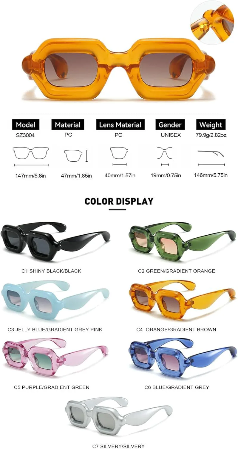 

Солнцезащитные очки в стиле панк от Helena для женщин и мужчин, хип-хоп, градиентные, роскошные, с толстыми многоугольными линзами, модные очки в стиле Y2K, C4