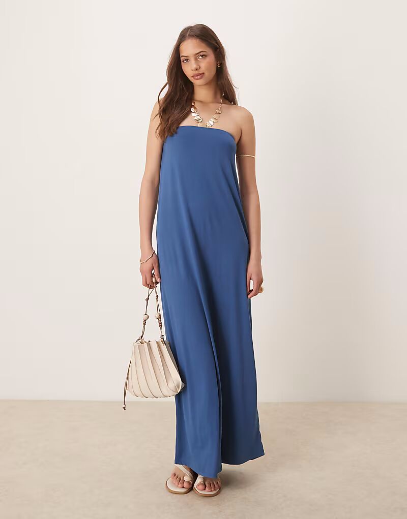 

Платье-бандо макси ASOS DESIGN цвета деним синего цвета