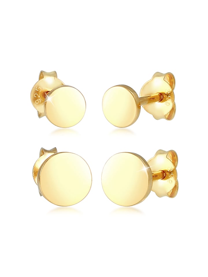 

Elli Серьги из серебра 925 пробы с геометрическим узором в виде круга и диска в золотом исполнении