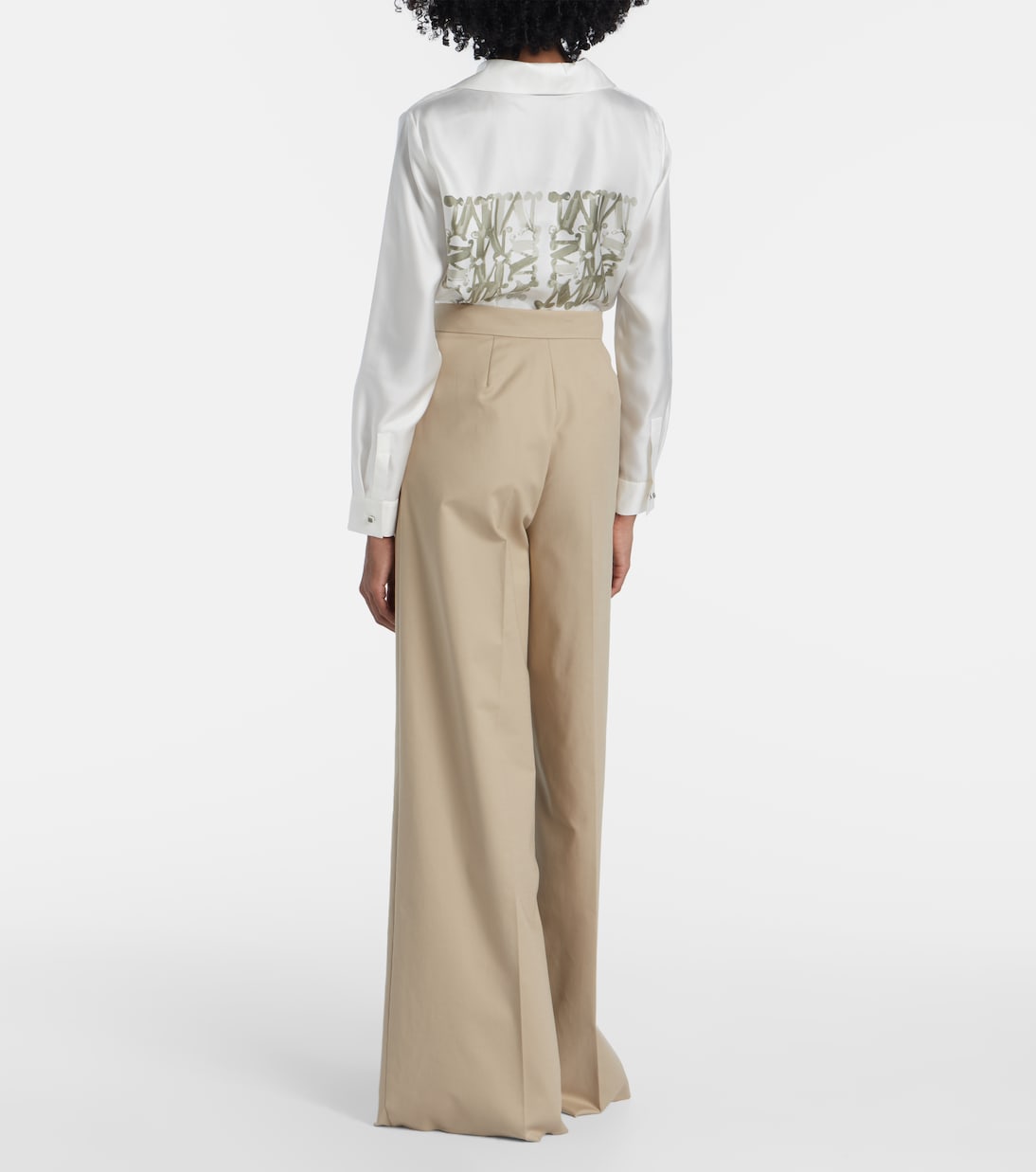Широкие брюки из хлопковой смеси Max Mara, Pomice — фото 3
