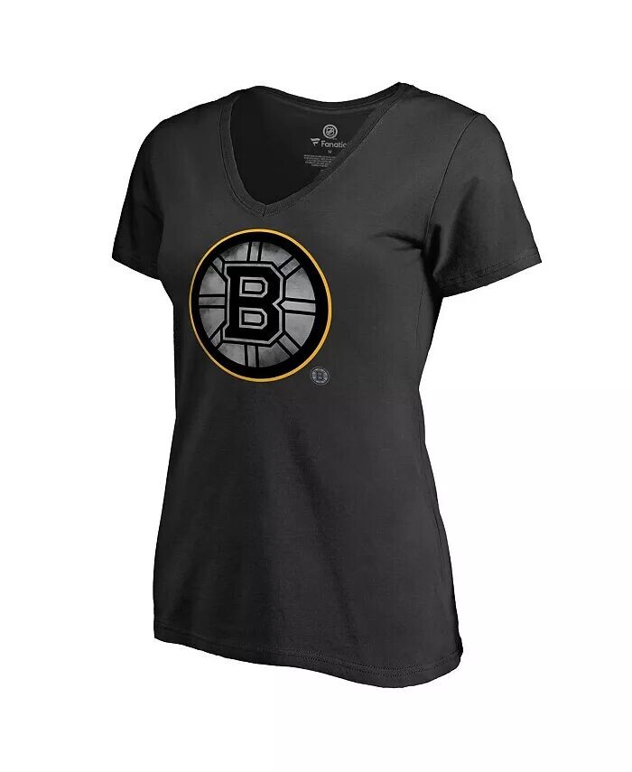 

Женская черная футболка Boston Bruins Core Smoke с V-образным вырезом Fanatics
