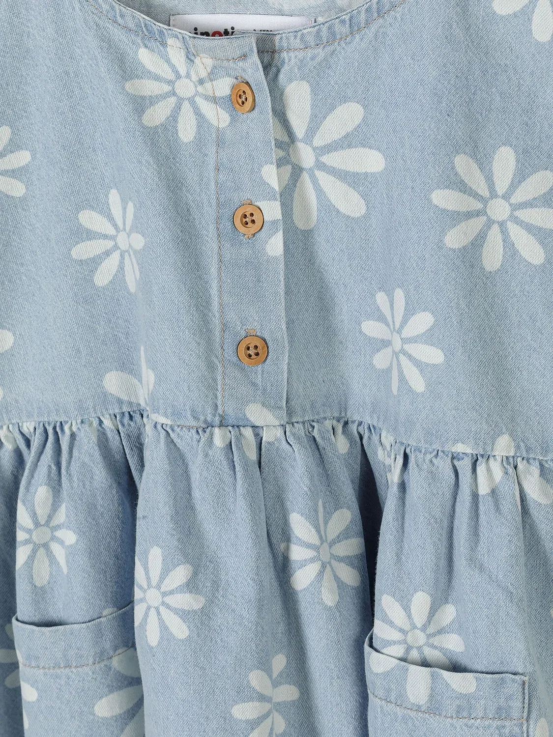 Платье джинсовое с цветочным принтом Minoti, blue denim — фото 3