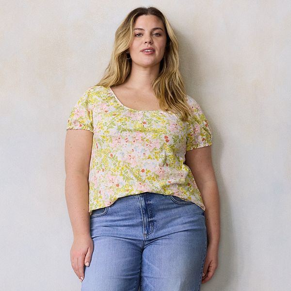 

Футболка с пышными рукавами Plus size Lc Lauren Conrad, Multi Eve Garden