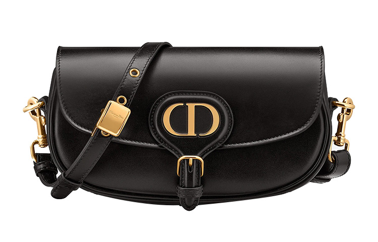 

DIOR Бобби Смуз Кожаная сумка-полумесяц из коровьей кожи Женская черная сумка через плечо