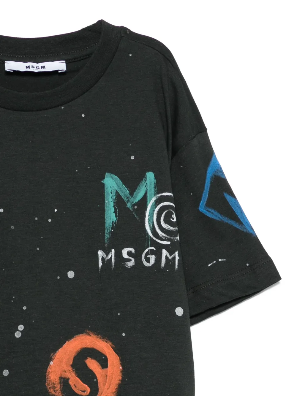 Футболка с графическим принтом логотипа MSGM Kids, черный — фото 3