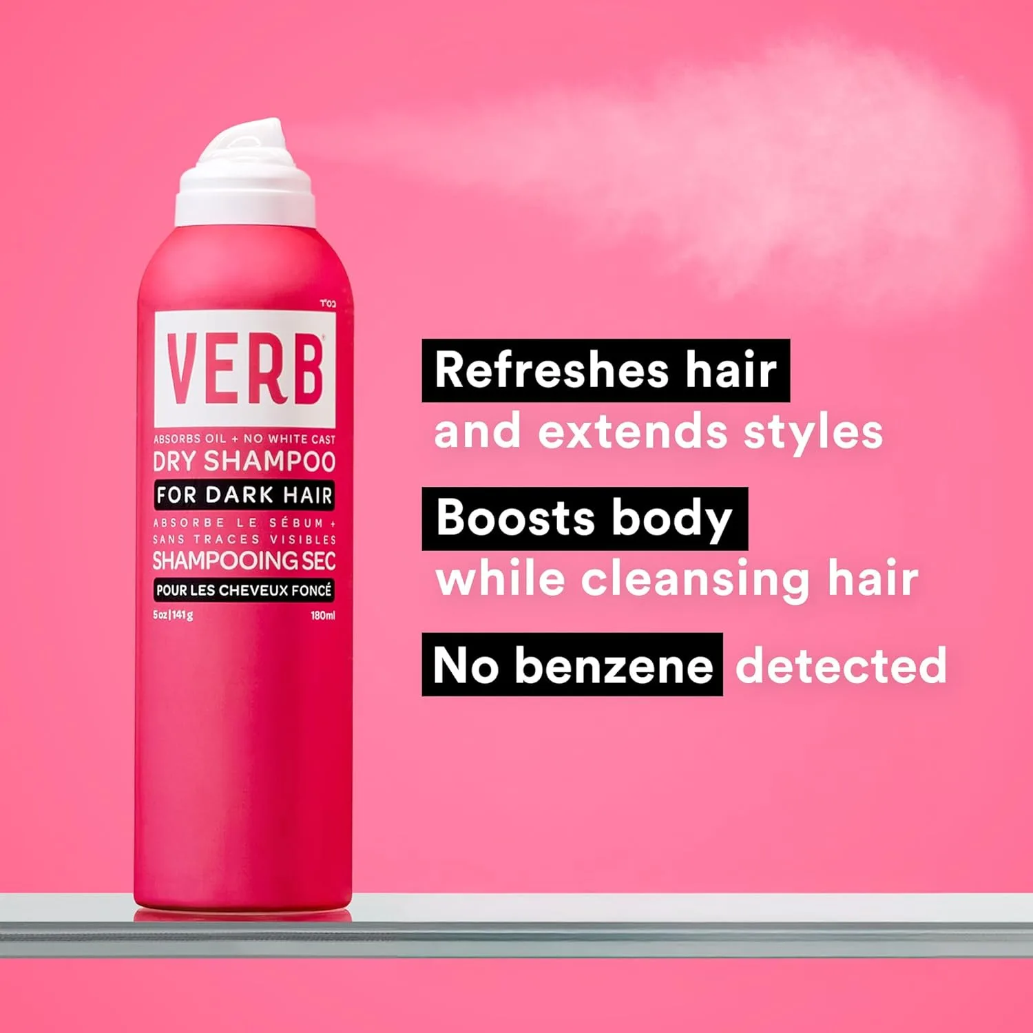 VERB Dry Shampoo Dark - освежающий сухой шампунь-спрей для темных тонов, абсорбирует жир и продлевает укладку, Vegan, без парабенов и сульфатов 141.75 г (1 шт.) — фото 2