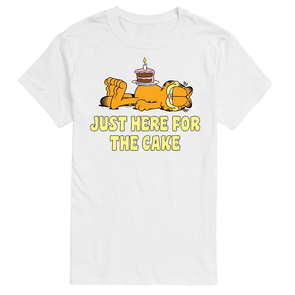 

Мужская футболка с рисунком Garfield Just Here For Cake Licensed Character, белый